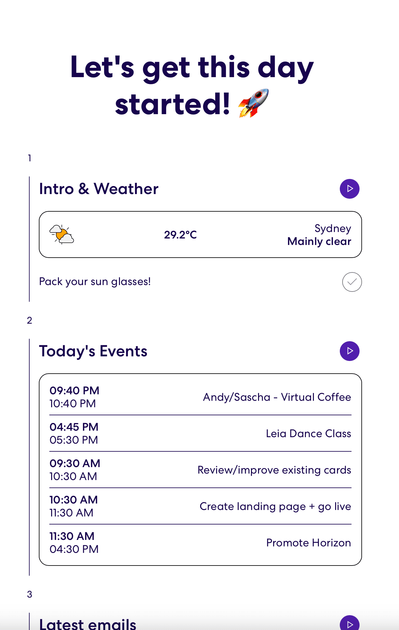 Screenshot of AI Morning Catch Up template